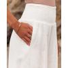 imageCHARTOU Womens Lightweight Smocked High Waist Straight Leg Cotton Linen Palazzo Beach PantsWhite