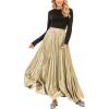 imageCHARTOU Womens Premium Metallic Shiny Shimmer Accordion Pleated Long Maxi SkirtChampagne