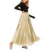 imageCHARTOU Womens Premium Metallic Shiny Shimmer Accordion Pleated Long Maxi SkirtChampagne