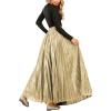 imageCHARTOU Womens Premium Metallic Shiny Shimmer Accordion Pleated Long Maxi SkirtChampagne