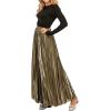 imageCHARTOU Womens Premium Metallic Shiny Shimmer Accordion Pleated Long Maxi SkirtGold