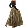 imageCHARTOU Womens Premium Metallic Shiny Shimmer Accordion Pleated Long Maxi SkirtGold