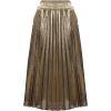imageCHARTOU Womens Premium Metallic Shiny Shimmer Accordion Pleated Long Maxi SkirtGoldknee Length