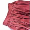imageCHARTOU Womens Silky Lustrous Elastic Waist Pleated Accordion Midi Long SkirtsRed