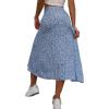 imageCHARTOU Womens Summer High Waist Floral Print Side Slit Midi Long Beach Boho SkirtDark Blue