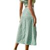 imageCHARTOU Womens Summer High Waist Floral Print Side Slit Midi Long Beach Boho SkirtGreen