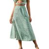 imageCHARTOU Womens Summer High Waist Floral Print Side Slit Midi Long Beach Boho SkirtGreen