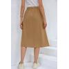 imageCHARTOU Womens Summer Linen Elastic Back Buttoned Swing Midi A Line SkirtKhaki