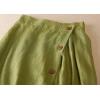 imageCHARTOU Womens Summer Linen Elastic Back Buttoned Swing Midi A Line SkirtLight Green