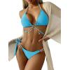 imageCHARTOU Womens Trendy 2 Piece Triangle Bikini Set Rhinestone Halter Bathing Suit Swimsuit