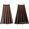 imageCHARTOU Womens Winter Reversible Stretchy Waist Knitted A Line Pleated Midi SkirtCaramel