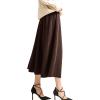 imageCHARTOU Womens Winter Reversible Stretchy Waist Knitted A Line Pleated Midi SkirtCaramel