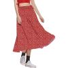 imageCHARTOU Womens Casual Contrast Polka Dot Chiffon Bohemia Swing Beach Midi ALine SkirtsDark Red