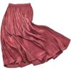 imageCHARTOU Womens Silky Lustrous Elastic Waist Pleated Accordion Midi Long SkirtsRed