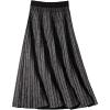 imageCHARTOU Womens Winter Reversible Stretchy Waist Knitted A Line Pleated Midi SkirtGrey