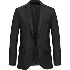 imageCHARTOU Mens Regular Fit 2 Button Tailored Business Blazer Lightweight Jacket Suit CoatBlack