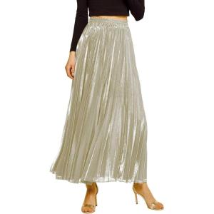 imageCHARTOU Womens Premium Metallic Shiny Shimmer Accordion Pleated Long Maxi SkirtChampagne