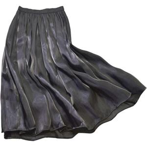imageCHARTOU Womens Silky Lustrous Elastic Waist Pleated Accordion Midi Long SkirtsBlack