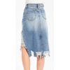 imageCHARTOU Womens Slim Fit Vintage Hipster Frayed Tassel Distressed Midi Denim Skirt 4Blue