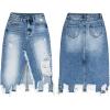 imageCHARTOU Womens Slim Fit Vintage Hipster Frayed Tassel Distressed Midi Denim Skirt 4Blue