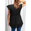 imageCHARTOU Womens Comfy V Neck Flutter Sleeve High Waist Flowy Tunic Tee Shirt TopsBlack