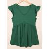imageCHARTOU Womens Comfy V Neck Flutter Sleeve High Waist Flowy Tunic Tee Shirt TopsGreen