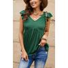 imageCHARTOU Womens Comfy V Neck Flutter Sleeve High Waist Flowy Tunic Tee Shirt TopsGreen