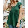 imageCHARTOU Womens Comfy V Neck Flutter Sleeve High Waist Flowy Tunic Tee Shirt TopsGreen