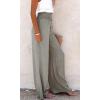 imageCHARTOU Womens Summer Smocked Waist Solid Loose Fit WideLeg Cotton Linen Palazzo PantsGreen
