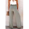 imageCHARTOU Womens Summer Smocked Waist Solid Loose Fit WideLeg Cotton Linen Palazzo PantsGreen