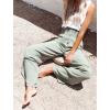 imageCHARTOU Womens Summer Smocked Waist Solid Loose Fit WideLeg Cotton Linen Palazzo PantsGreen