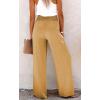 imageCHARTOU Womens Summer Smocked Waist Solid Loose Fit WideLeg Cotton Linen Palazzo PantsKhaki