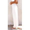 imageCHARTOU Womens Summer Smocked Waist Solid Loose Fit WideLeg Cotton Linen Palazzo PantsWhite
