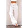 imageCHARTOU Womens Summer Smocked Waist Solid Loose Fit WideLeg Cotton Linen Palazzo PantsWhite