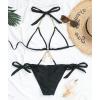 imageCHARTOU Womens Trendy 2 Piece Triangle Bikini Set Rhinestone Halter Bathing Suit SwimsuitBlack