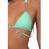 imageCHARTOU Womens Trendy 2 Piece Triangle Bikini Set Rhinestone Halter Bathing Suit SwimsuitGreen
