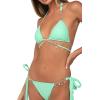 imageCHARTOU Womens Trendy 2 Piece Triangle Bikini Set Rhinestone Halter Bathing Suit SwimsuitGreen