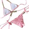 imageCHARTOU Womens Trendy 2 Piece Triangle Bikini Set Rhinestone Halter Bathing Suit SwimsuitPink