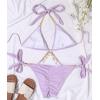 imageCHARTOU Womens Trendy 2 Piece Triangle Bikini Set Rhinestone Halter Bathing Suit SwimsuitPurple