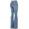 imageCHARTOU Womens Stylish Stretchy Bandage Drawstring Bell Legs Distressed Jean Denim Pant Large Light Blue