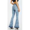 imageCHARTOU Womens Trendy Stretch Distressed Embroidered Wide Leg Denim Jeans Bell Bottom Flare PantsBlue