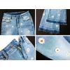 imageCHARTOU Womens Trendy Stretch Distressed Embroidered Wide Leg Denim Jeans Bell Bottom Flare PantsBlue