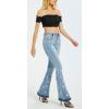 imageCHARTOU Womens Trendy Stretch Distressed Embroidered Wide Leg Denim Jeans Bell Bottom Flare PantsBlue