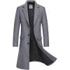 imageCHARTOU Mens Thicken Single Breasted Quilted Wool Blend Long Pea Coat OvercoatGrey