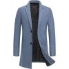 imageCHARTOU Mens Thicken Single Breasted Wool Blend Pea Coat Quilted Topcoat OvercoatBlue
