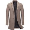 imageCHARTOU Mens Thicken Single Breasted Wool Blend Pea Coat Quilted Topcoat OvercoatKhaki