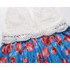 imageCHARTOU Womens Halter Crochet Boho Floral Print Sleeveless Backless Beach Ruffle Flowy Maxi DressBlue