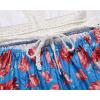imageCHARTOU Womens Halter Crochet Boho Floral Print Sleeveless Backless Beach Ruffle Flowy Maxi DressBlue