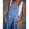 imageCHARTOU Womens Summer Chic Denim Bib Overalls Baggy Wide Leg Pants One Piece JumpsuitBlue