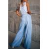 imageCHARTOU Womens Summer Chic Denim Bib Overalls Baggy Wide Leg Pants One Piece JumpsuitLight Blue